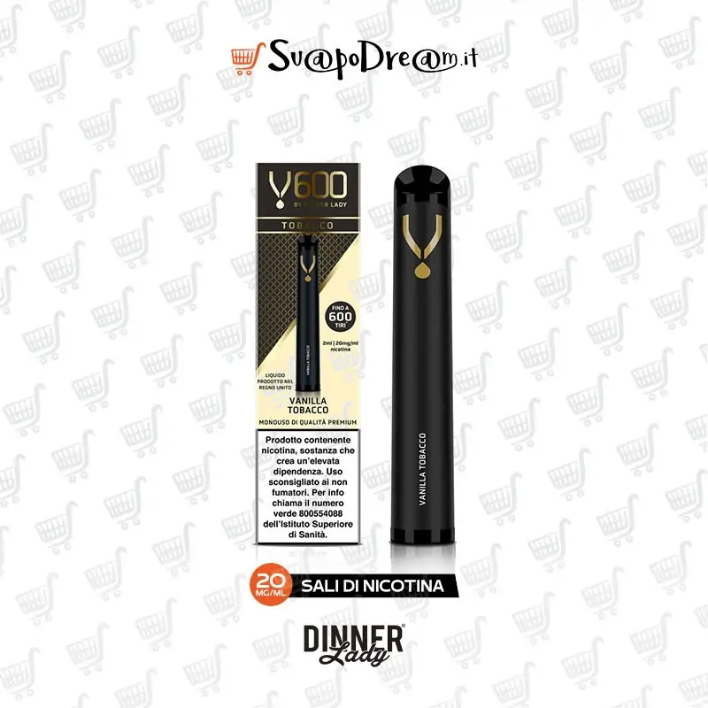 DINNER LADY - Pod Mod Usa e Getta V600 VANILLA TOBACCO 600 PUFF