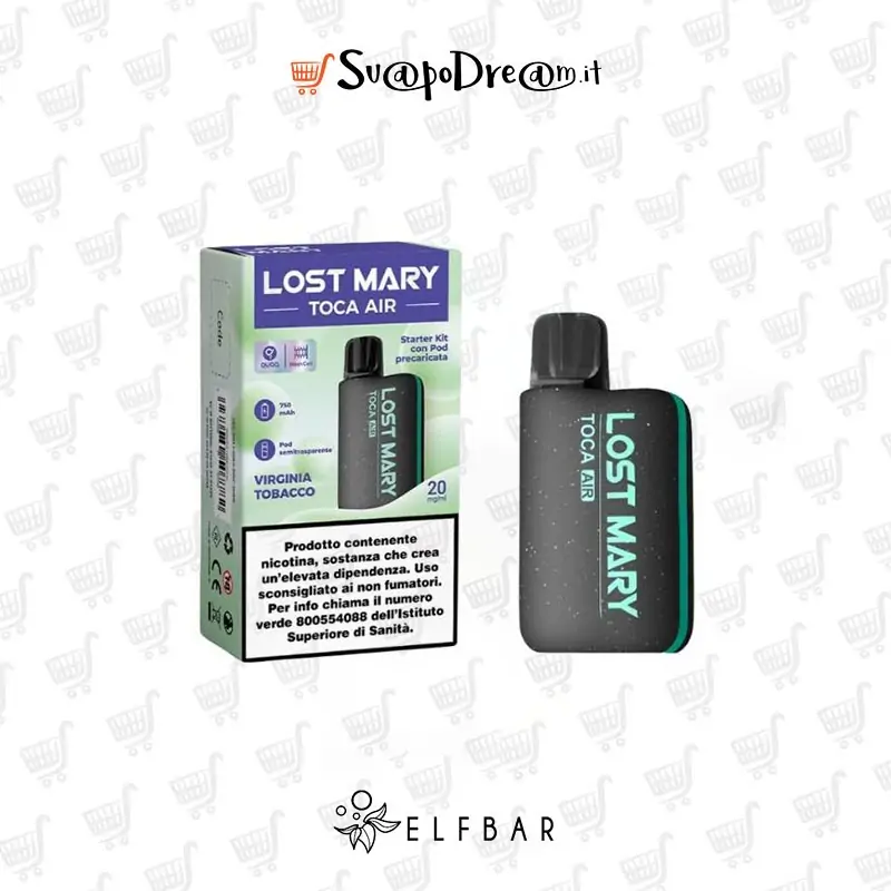 ELFBAR LOST MARY TOCA AIR BLACK + 1 Pod VIRGINIA TOBACCO